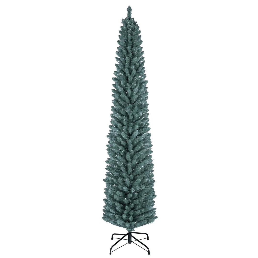 Slim frosted silver green pencil Christmas tree