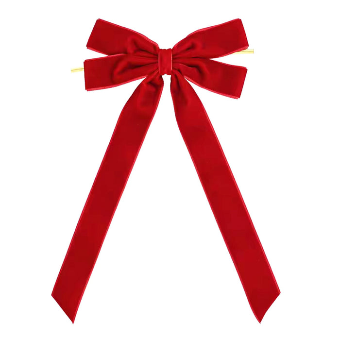 Hendrano Velvet Christmas Bow with Long Tails and Gold Cord