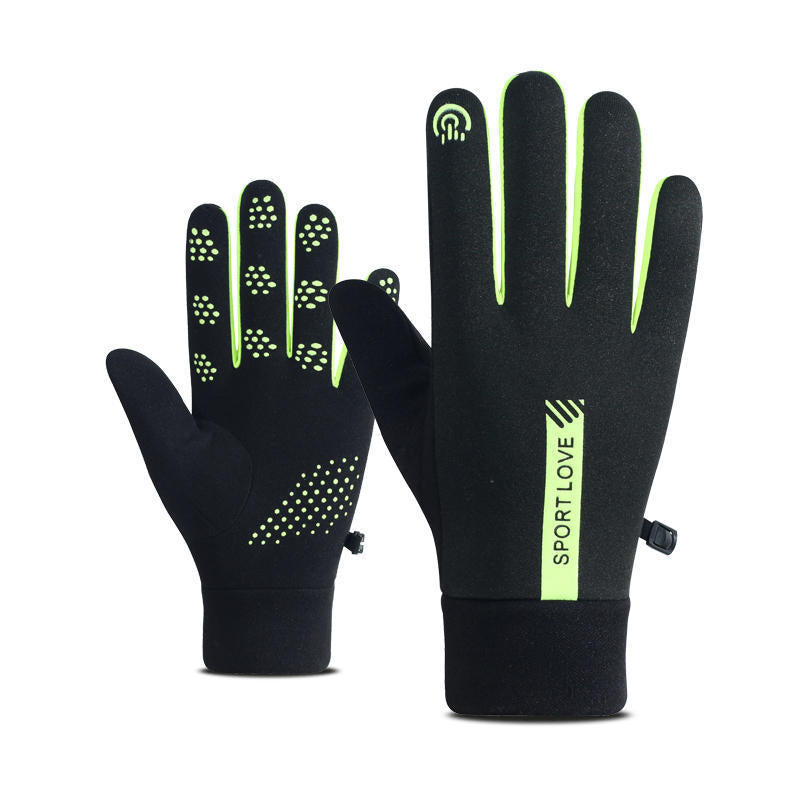 Black water-repellent touchscreen winter gloves