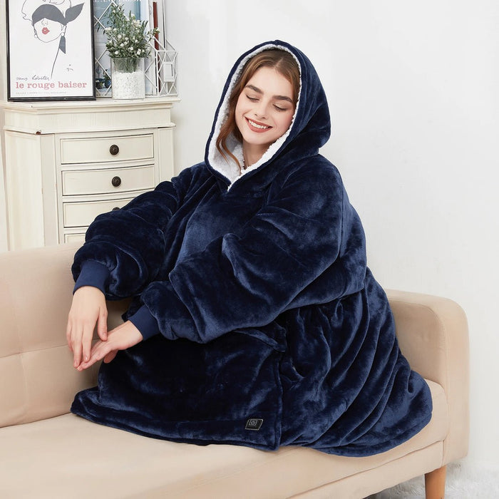 Hendrano™ USB Heated Blanket Hoodie with Soft Flannel and Big Front Pocket