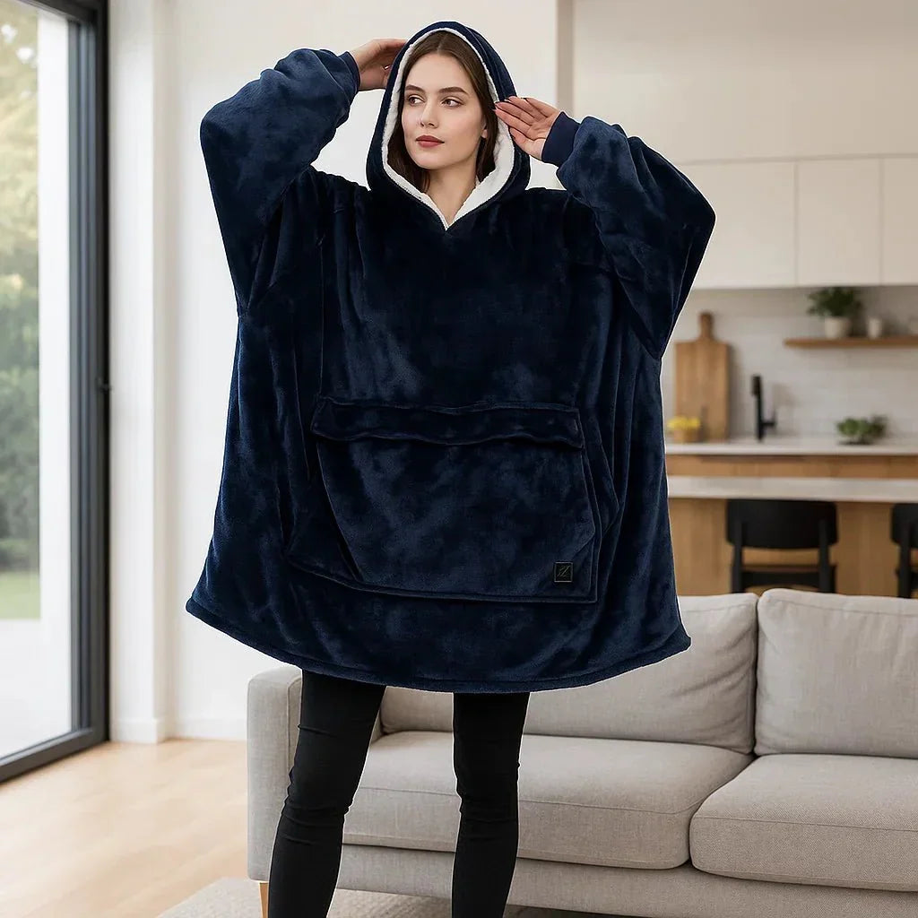 USB Heated Blanket Hoodie with Soft Flannel and Big Front Pocket