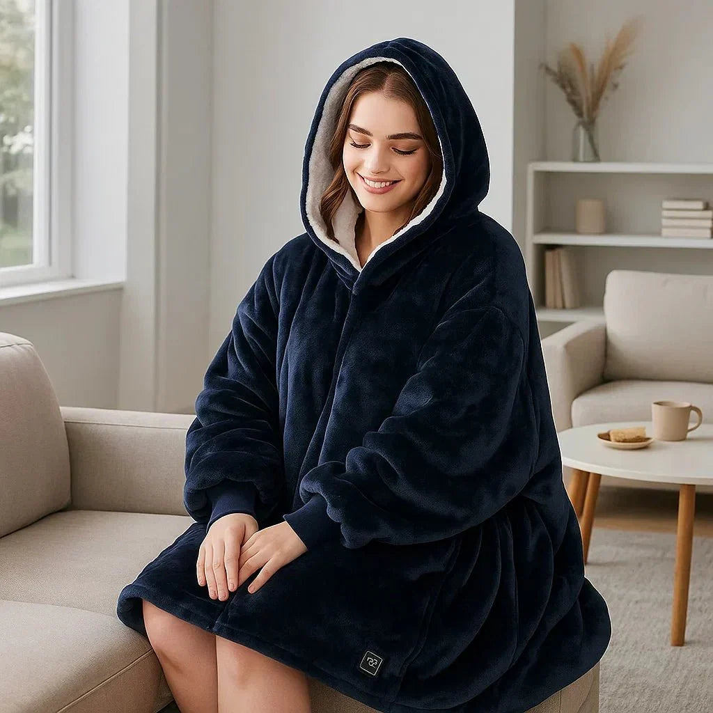 USB Heated Blanket Hoodie with Soft Flannel and Big Front Pocket