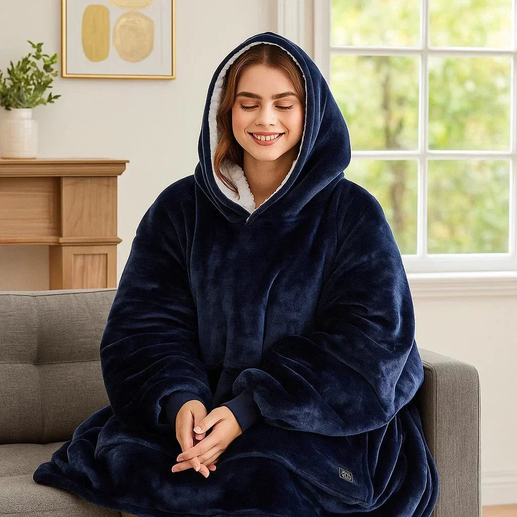 USB Heated Blanket Hoodie with Soft Flannel and Big Front Pocket
