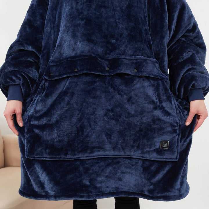 USB Heated Blanket Hoodie with Soft Flannel and Big Front Pocket