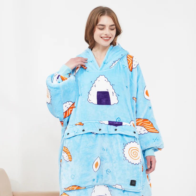 USB Heated Blanket Hoodie with Soft Flannel and Big Front Pocket