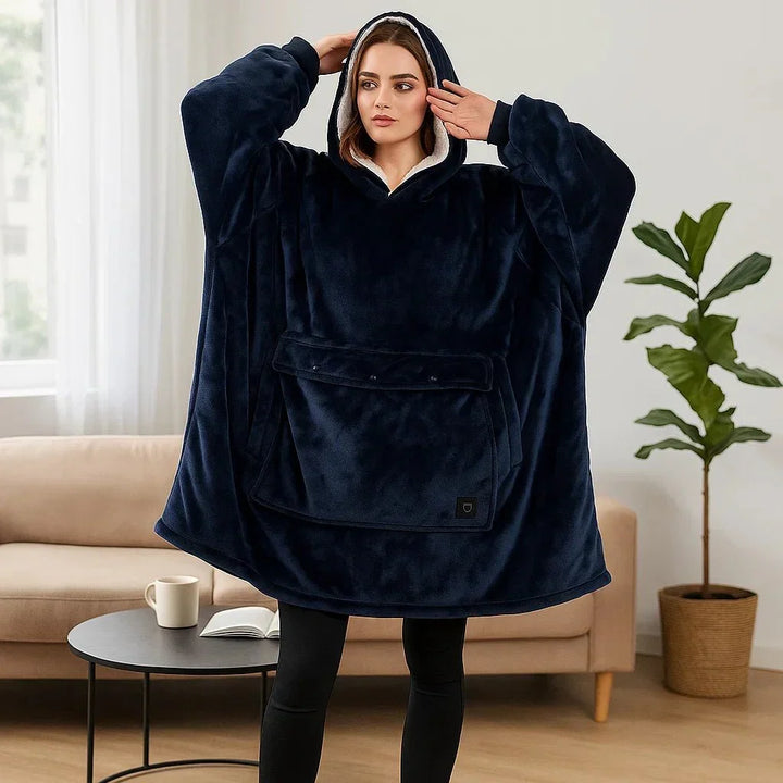 USB Heated Blanket Hoodie with Soft Flannel and Big Front Pocket