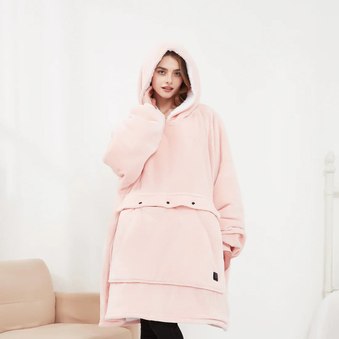 USB Heated Blanket Hoodie with Soft Flannel and Big Front Pocket