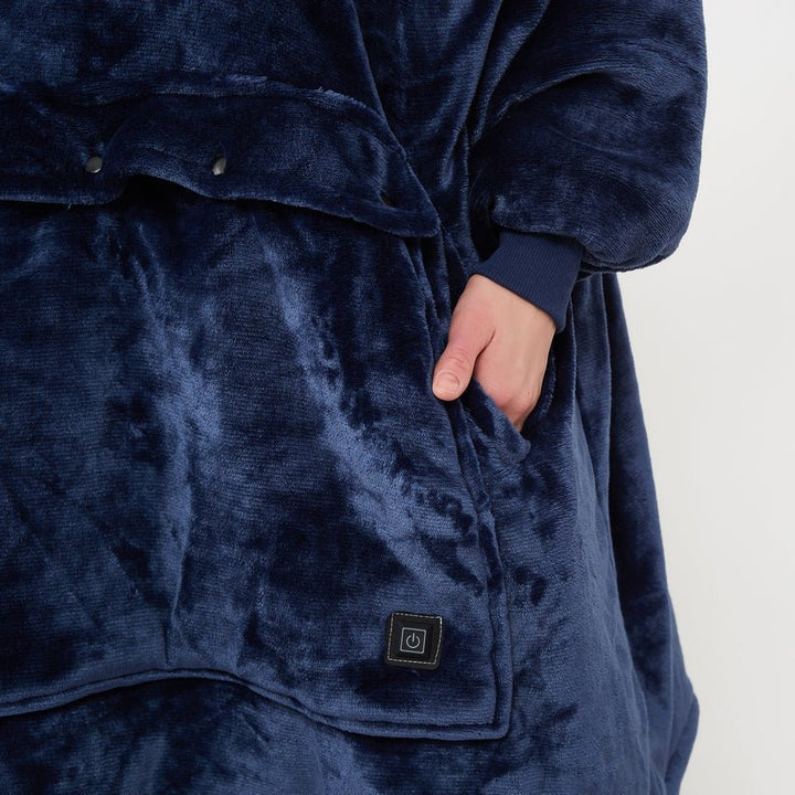 USB Heated Blanket Hoodie with Soft Flannel and Big Front Pocket