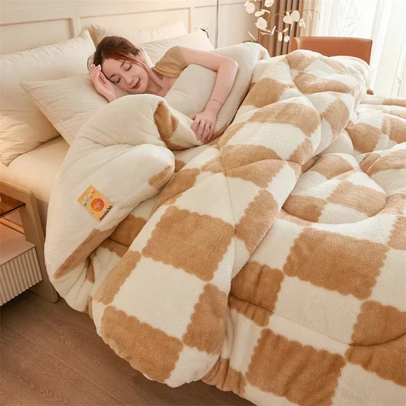 Quilted Weighted Blanket with Classic Plaid Design
