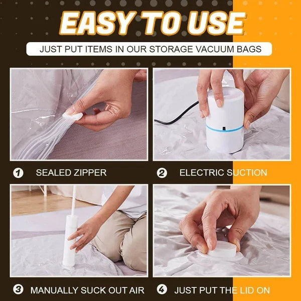 Vacuum Storage Bags with Double Zip Seal – Up to 75% More Space