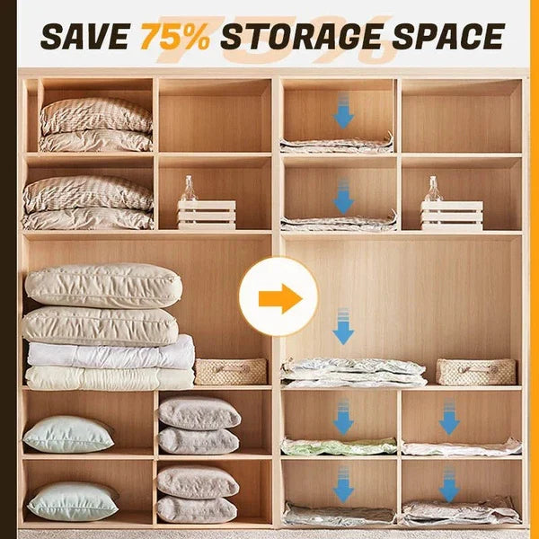 Vacuum Storage Bags with Double Zip Seal – Up to 75% More Space