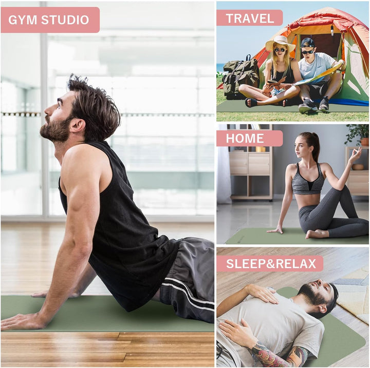 Foldable Yoga Mat with Non-Slip Dual-Sided Grip, 6 mm Thick