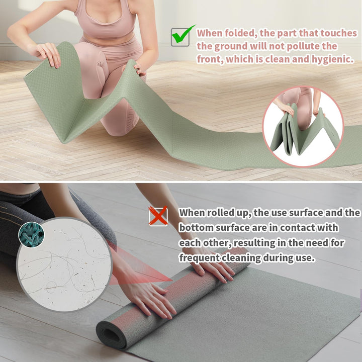 Foldable Yoga Mat with Non-Slip Dual-Sided Grip, 6 mm Thick