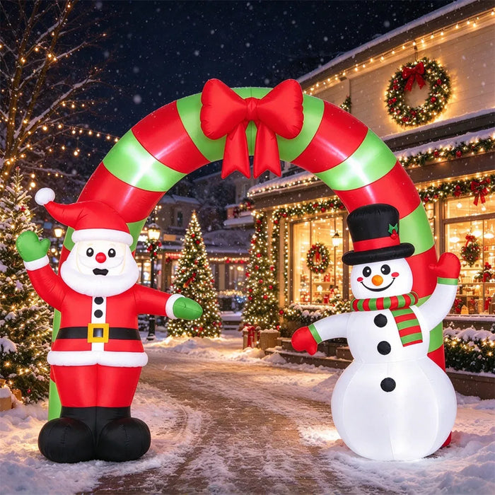 Hendrano 10 ft Inflatable Christmas Archway with Santa and Snowman