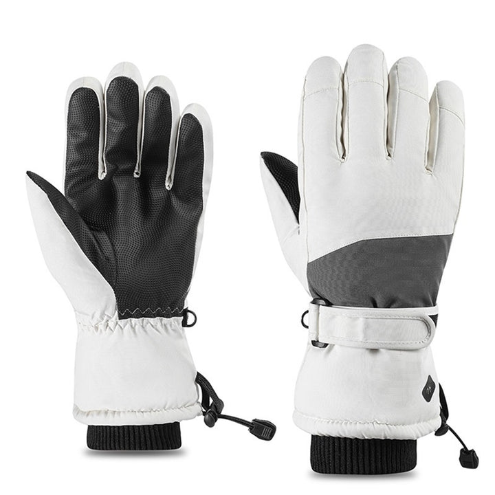 Black and white waterproof ski gloves