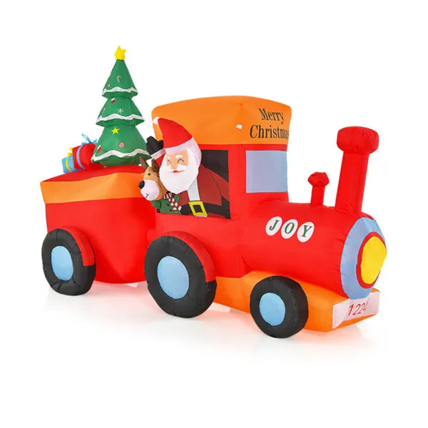 Hendrano 8.6 ft Inflatable Christmas Train with Santa and Reindeer
