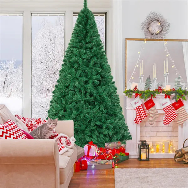 Full 8 ft green artificial Christmas tree