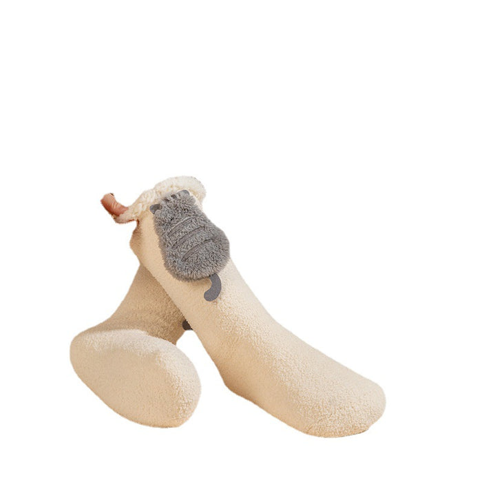 Hendrano Fluffy Heated Socks with 3D Animal and Rechargeable Packs