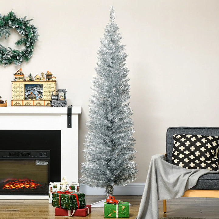 Silver slim pencil Christmas tree