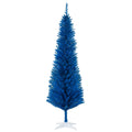 Blue slim pencil artificial Christmas tree