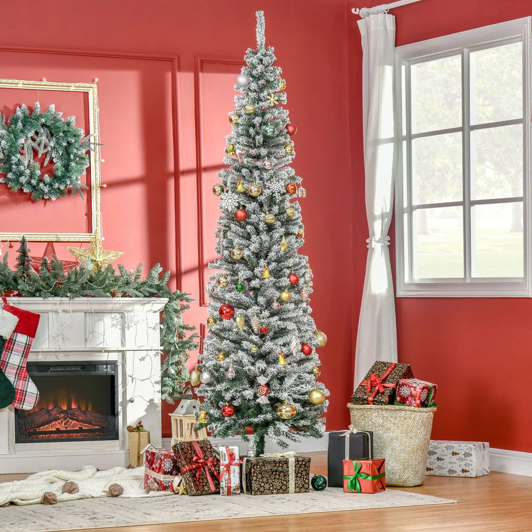 Slim flocked pencil Christmas tree