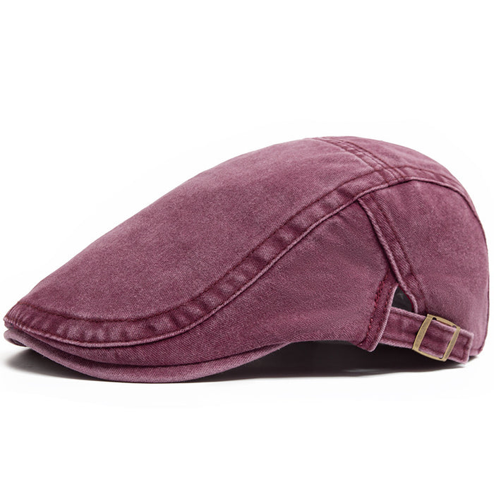 Hendrano Washed Denim Flat Cap with Buckle Back