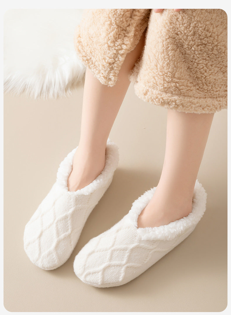 Plush-lined slipper socks with grip dots