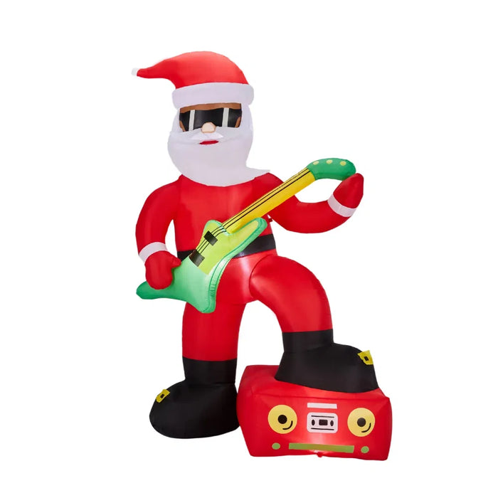 Hendrano 7.5 ft Inflatable Rock and Roll Santa with Guitar