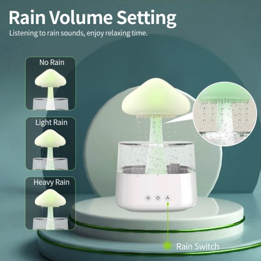 Hendrano™ Rain Cloud Humidifier and Aroma Diffuser with Mushroom Night Light