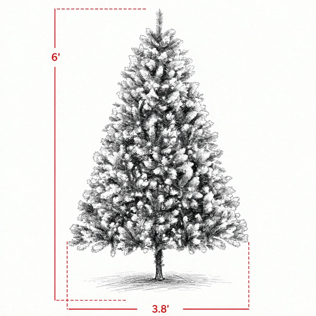 Snow tipped pre-lit Christmas tree with remote