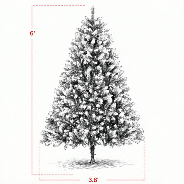Snow tipped pre-lit Christmas tree with remote
