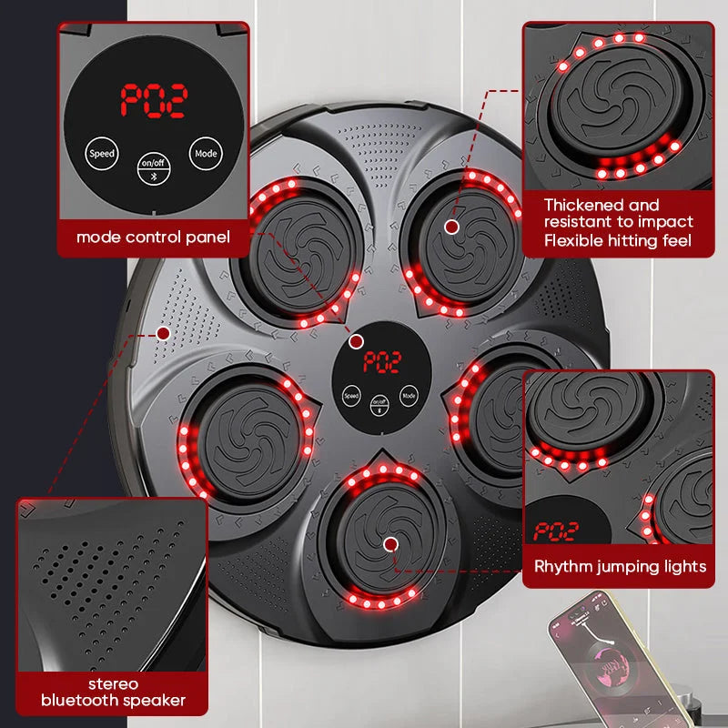 Hendrano™ Wall-Mounted Music Boxing Machine with Bluetooth and Lights