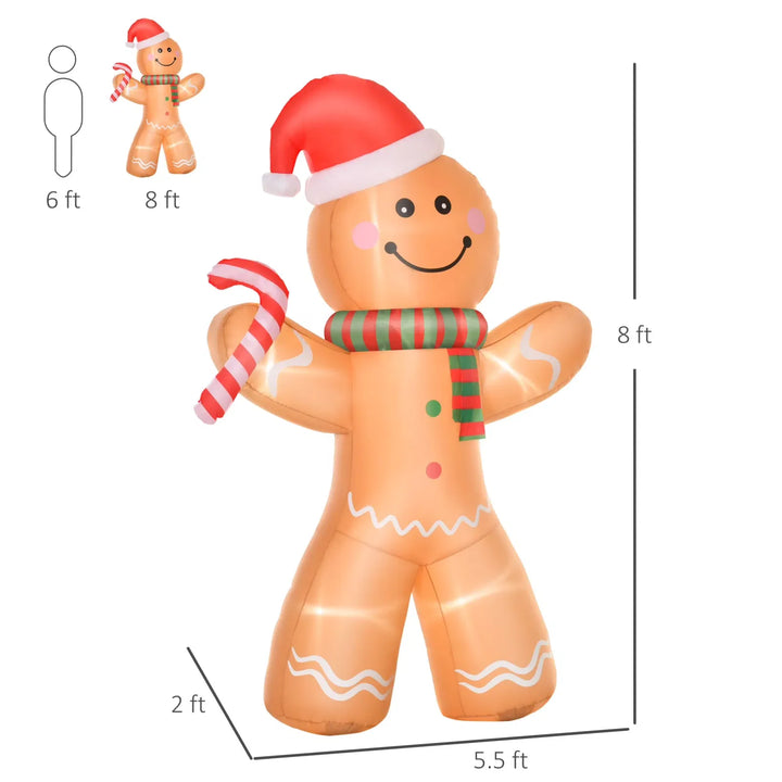 Giant inflatable gingerbread man with candy cane