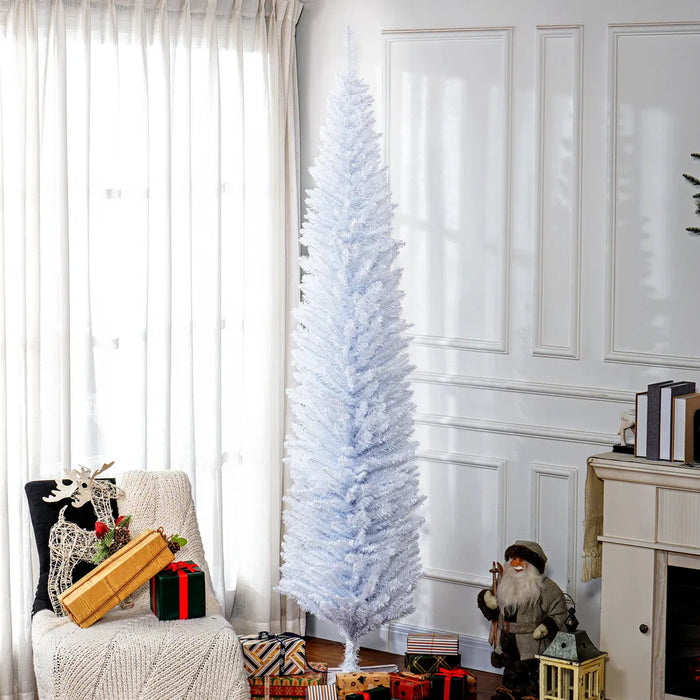Hendrano 8 ft White Pencil Christmas Tree with Detachable Base