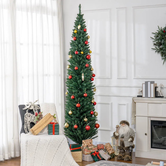 Hendrano 8 ft Green Pencil Christmas Tree, Unlit with 618 Tips