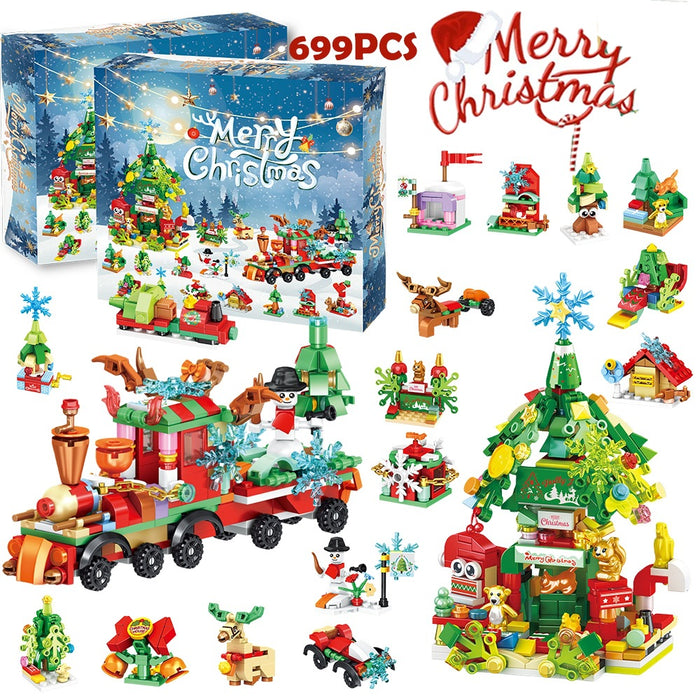 Hendrano Christmas Advent Calendar Building Blocks, 24 Surprise Boxes