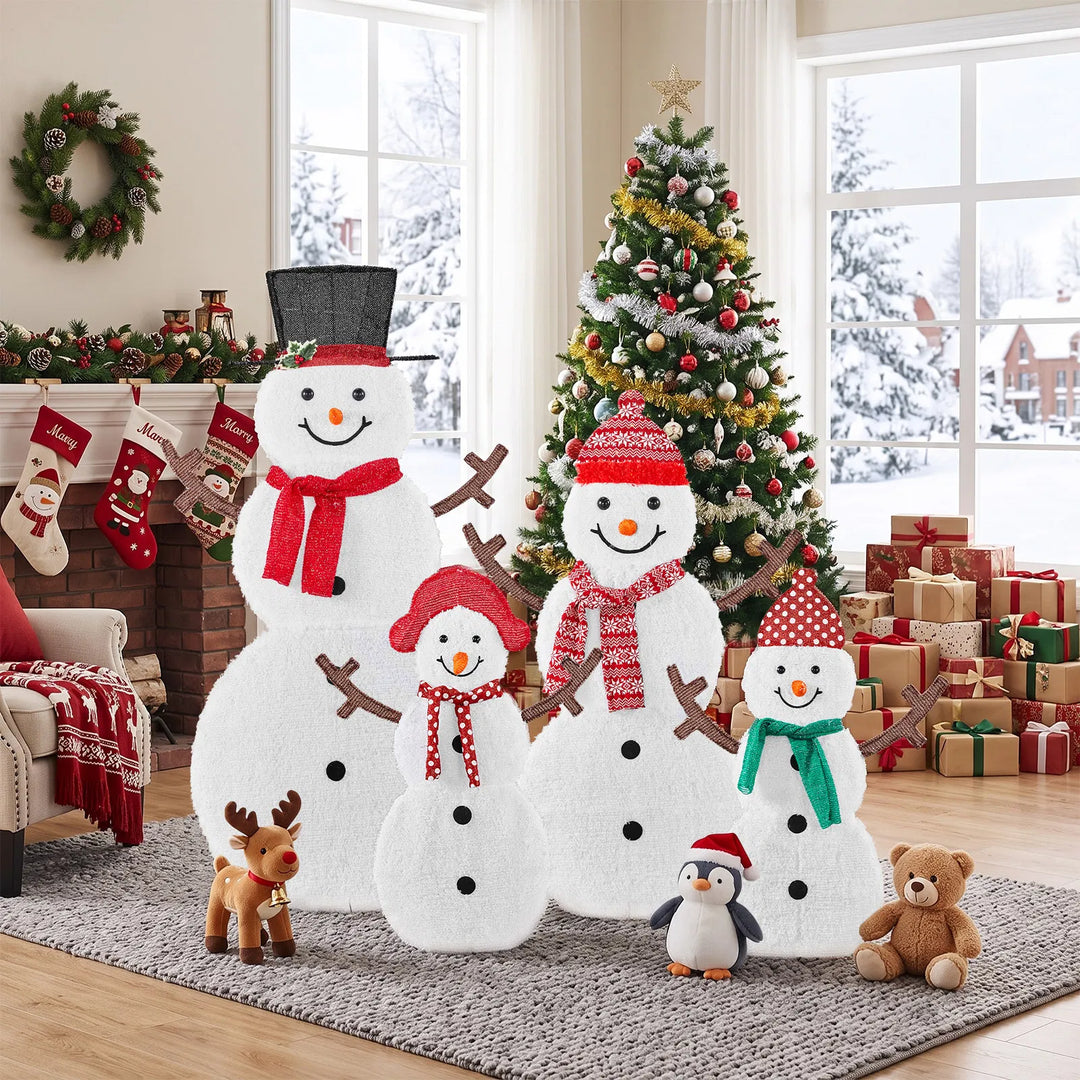 Lighted snowman family of four figures