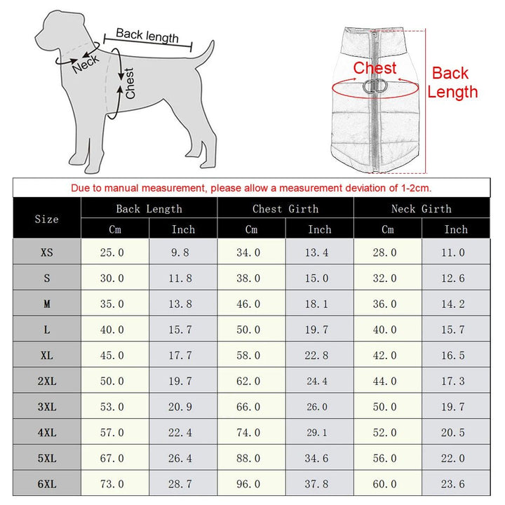 Waterproof Winter Dog Jacket with D-Ring for Small to Large Dogs