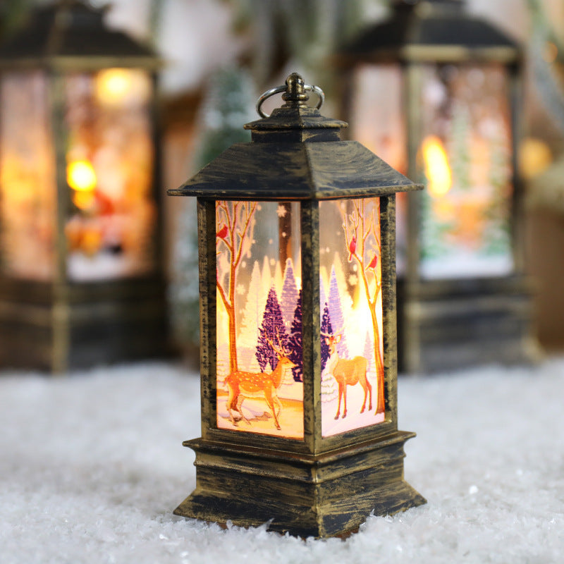 Swirling Glitter Christmas Lantern with Color-Changing LED