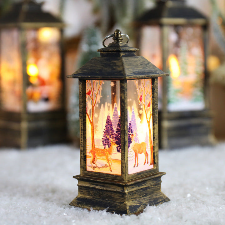 Swirling Glitter Christmas Lantern with Color-Changing LED