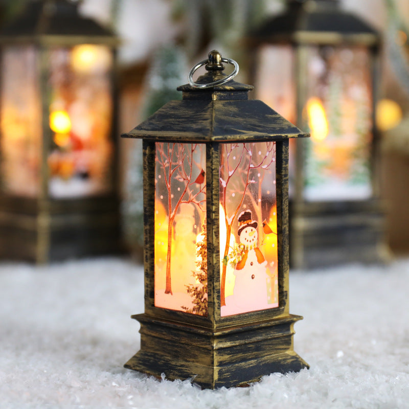 Swirling Glitter Christmas Lantern with Color-Changing LED