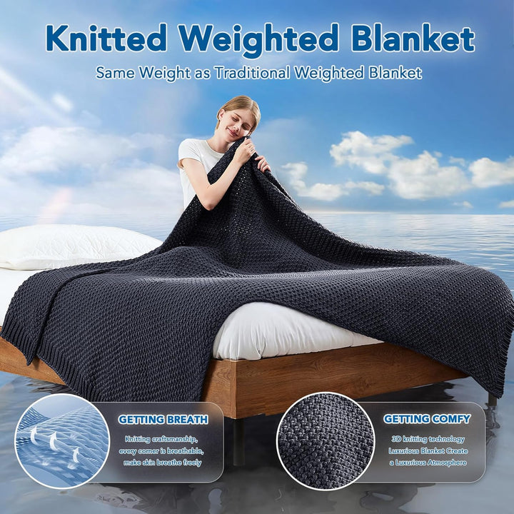Hendrano™ Chunky Knit Weighted Blanket in Breathable Cooling Microfiber
