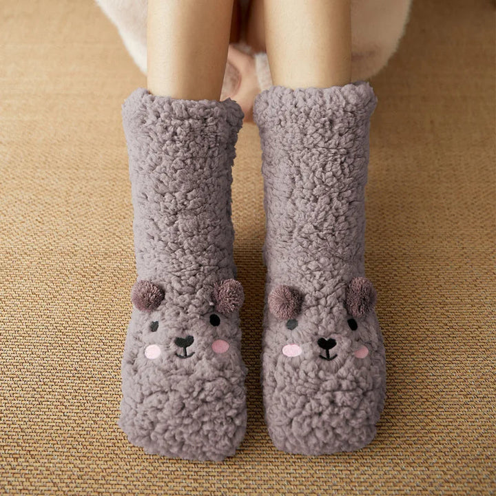Hendrano™ Cute Bear Fleece Socks with Non-Slip Gripper Sole