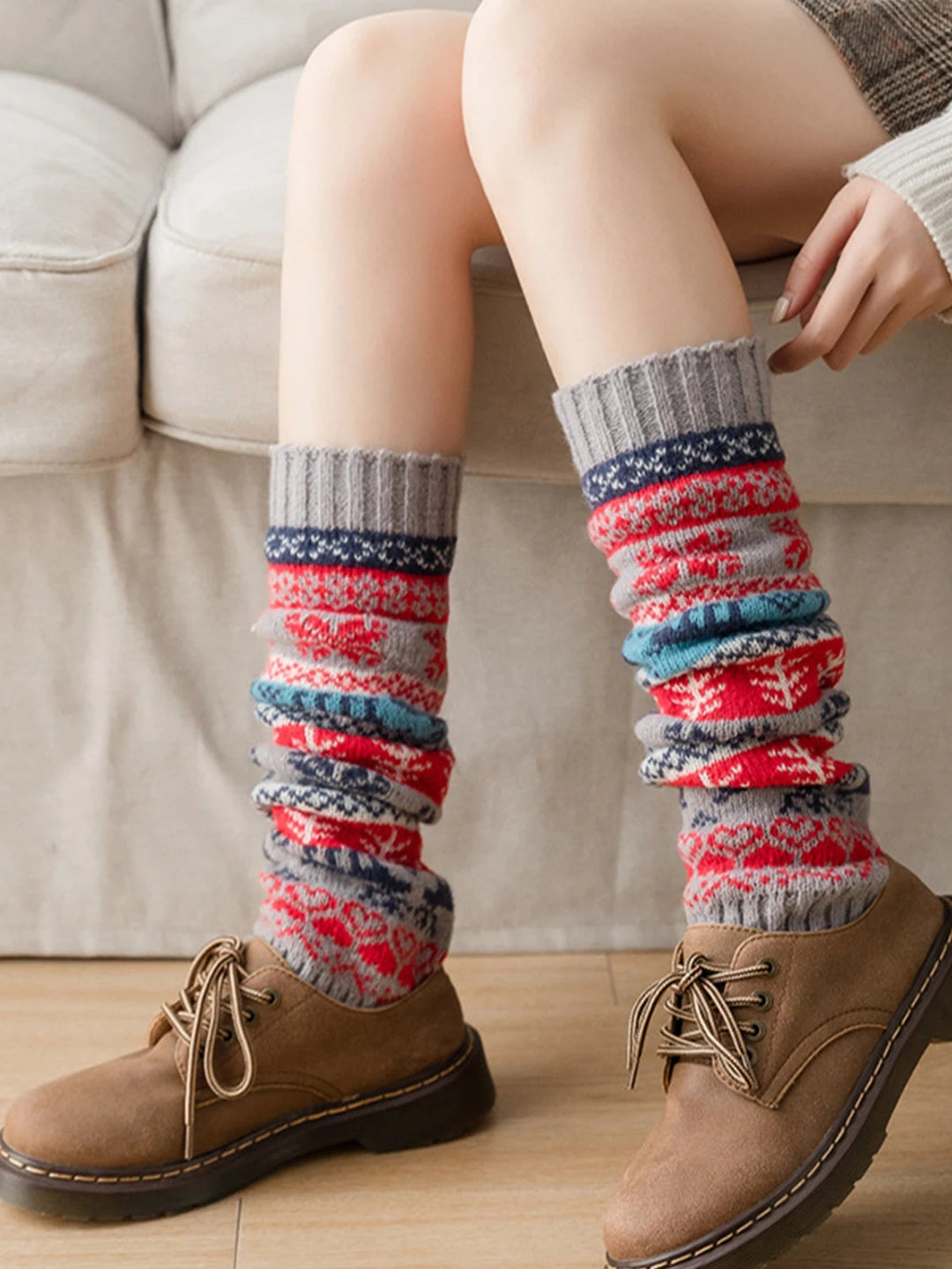 Snowflake Knit Leg Warmers – Soft, Breathable and Cozy