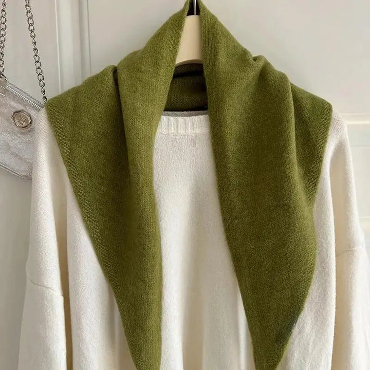 Korean-Style Triangle Knit Scarf for Women – Light &amp; Cozy