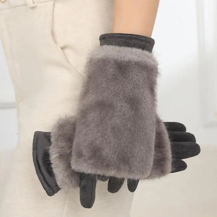 Suede Fur Touch Screen Winter Gloves