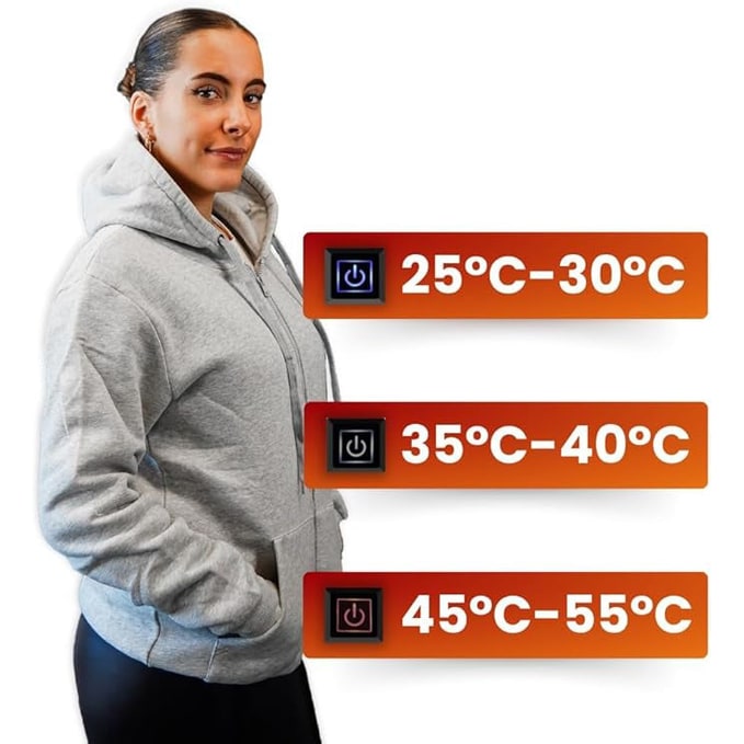 Hendrano™ Zip-Up Heated Hoodie with Drawstring Hood &amp; 3 Heat Levels