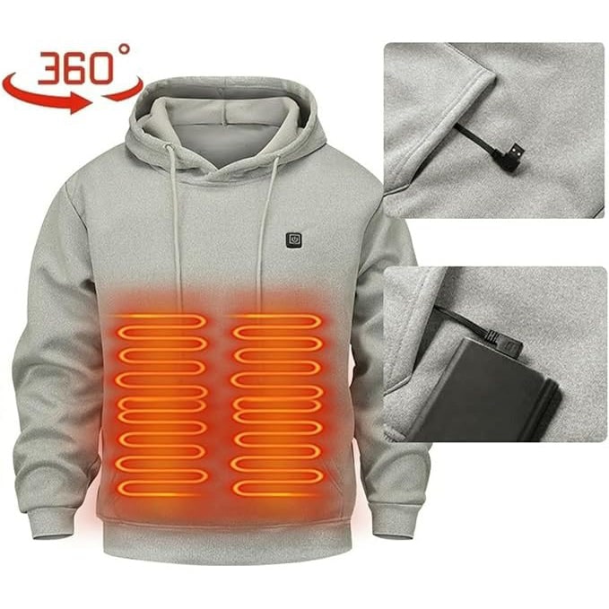 Hendrano™ Zip-Up Heated Hoodie with Drawstring Hood &amp; 3 Heat Levels