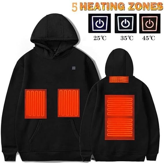 Hendrano™ Zip-Up Heated Hoodie with Drawstring Hood &amp; 3 Heat Levels