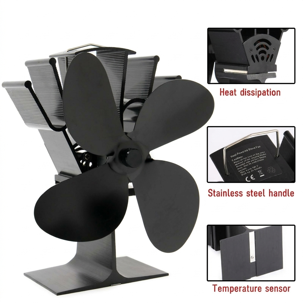 Hendrano™ Heat-Powered Wood Stove Fan, No Electricity Needed
